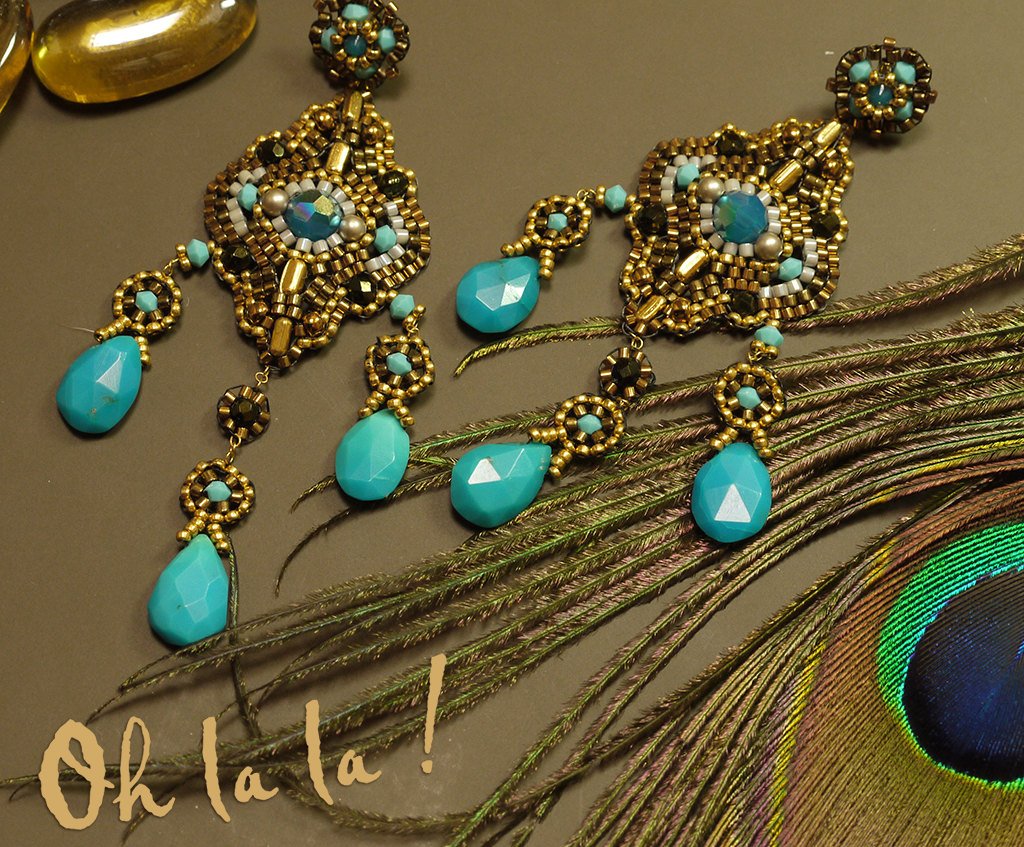 OhLaLaJewelry's tweet photo. Turquoise and 14k Gold Fill Statement Swarovski Crystal Earrings Beaded by Esther Marker https://t.co/WT63ps2dKE #beaddesigns #ohlalajewelry https://t.co/Dg47rQqltQ