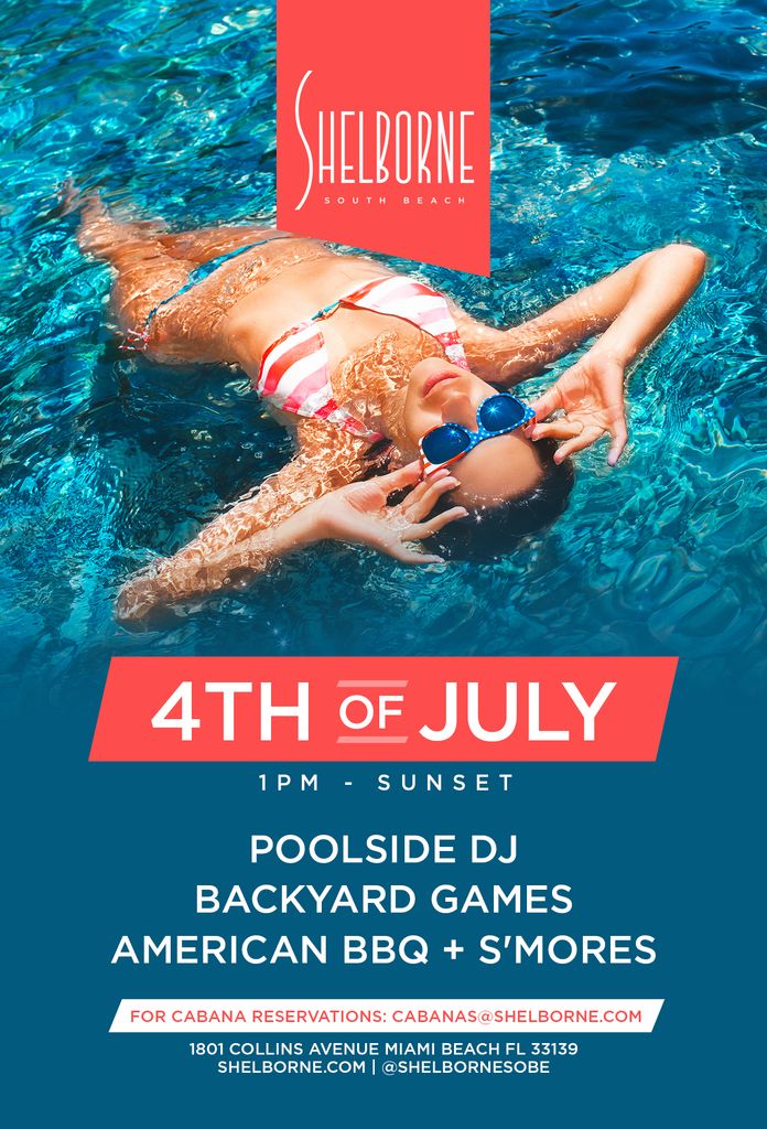 Happy 4th of July! Enjoy our iconic pool, listen to the poolside DJ, enjoy backyard games, and savor in our American BBQ &amp; S'mores.