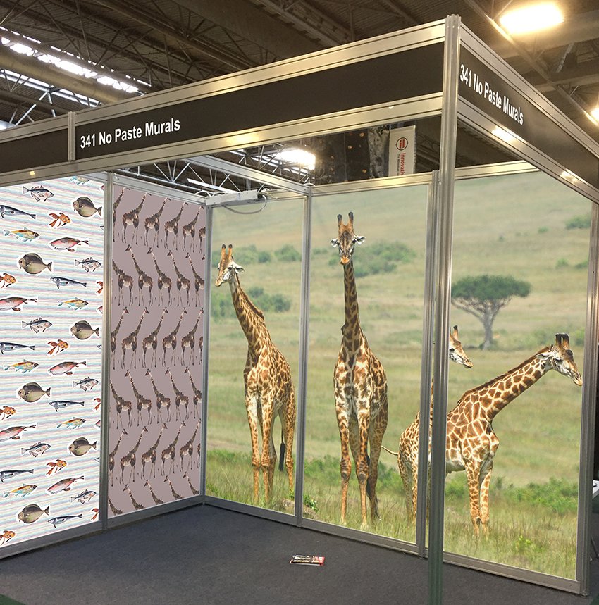 no_paste's tweet image. Here is a pic of our own stand. The wallcovering comes off without leaving any residue! No penalty charges for leaving damaged panels!
