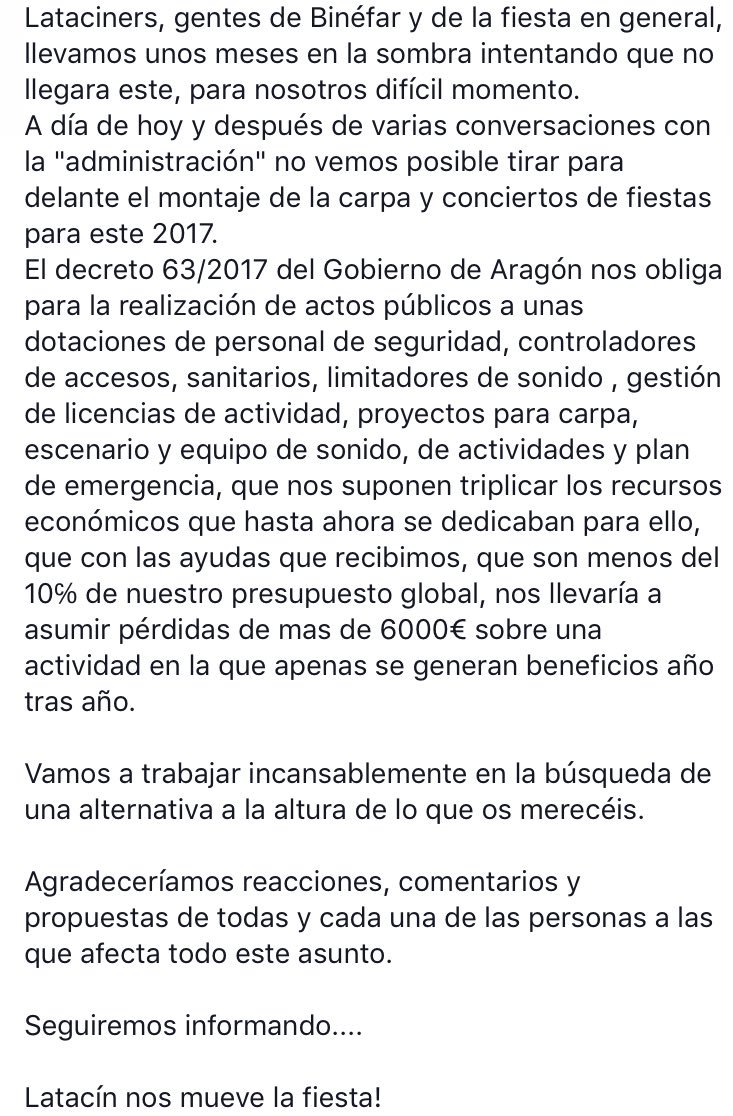 Latacin_Binefar's tweet photo. Dedicarle unos minutos al comunicado: https://t.co/keg3iUiOGt