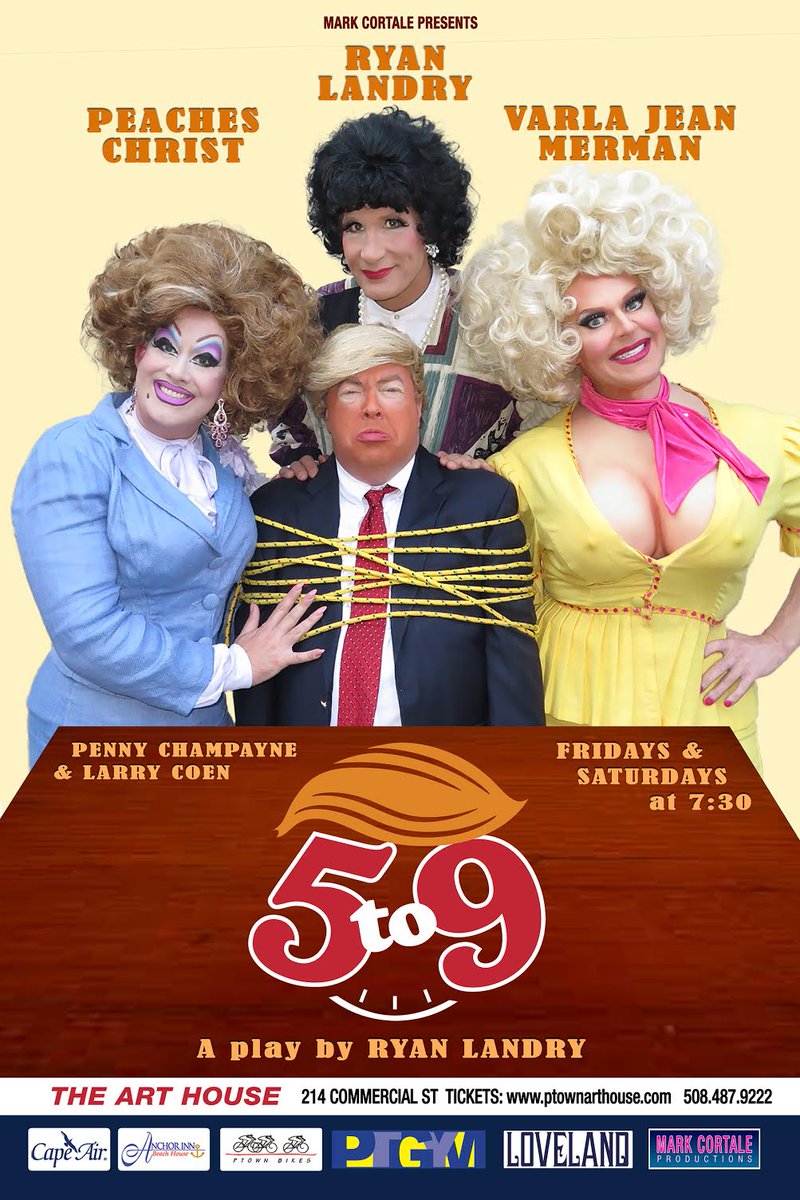 PeachesChrist's tweet photo. Provincetown! 5 TO 9 runs Fri &amp; Sat thru 9/9 starring Varla Jean Merman, Ryan Landry, &amp; PC @VarlaJeanMerman @GoldDustOrphans @PeachesChrist https://t.co/uk0WGHkdJl