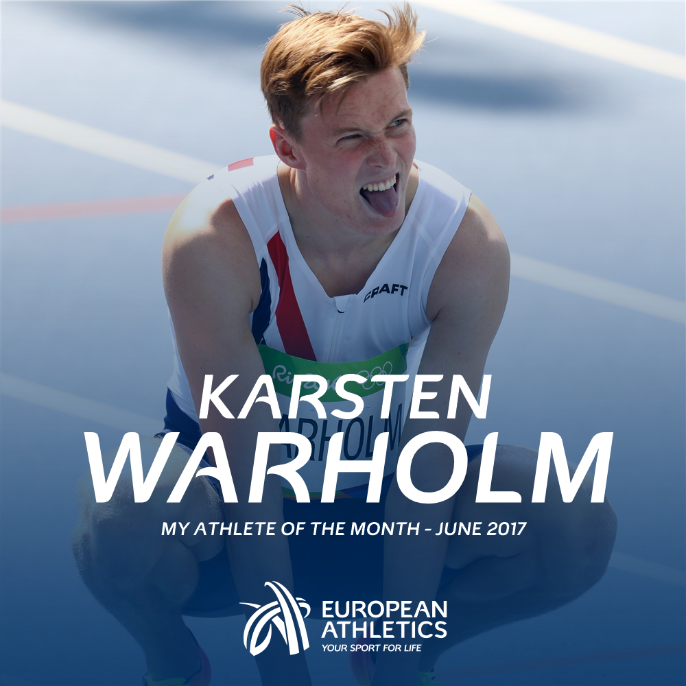 EuroAthletics's tweet photo. RT to vote for Karsten Warholm as your #athleteofthemonth!

Warholm clocked European-leading times over 400m (44.87) and 400mH (48.25). https://t.co/0vn15fiuR0