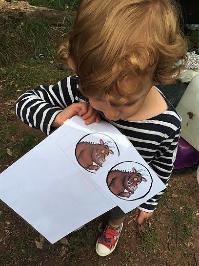 JRDiscoveryTree's tweet photo. In the deep dark wood.......we went hunting for the Gruffalo and found a caterpillar! #forestschool #discoverytree #Bristol https://t.co/LPYQPaNV4F