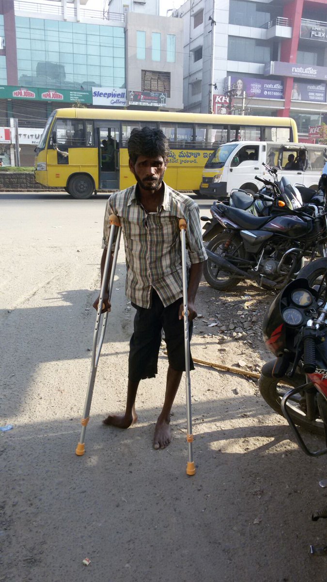 CnWCare's tweet photo. Donated few crutches to disabled people in Hyderabad India, look forward to help more in future. Please support us to support the needy. https://t.co/sA0WpGBo2C