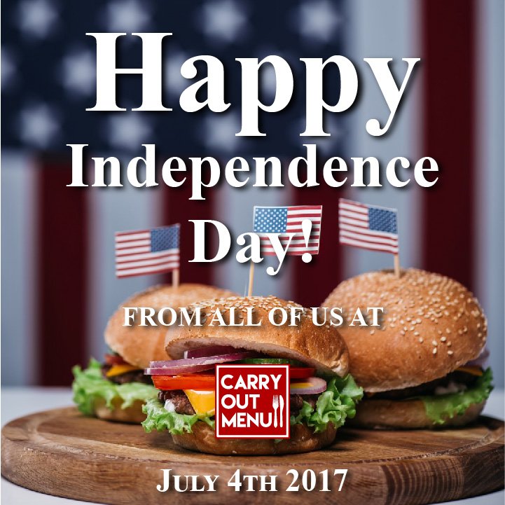 Carryoutmenu's tweet image. @Carryoutmenu is closed in observance of the holiday, but we want to wish you and yours an amazing #4thOfJuly2017

#CarryOutMenu
#GoAmerica