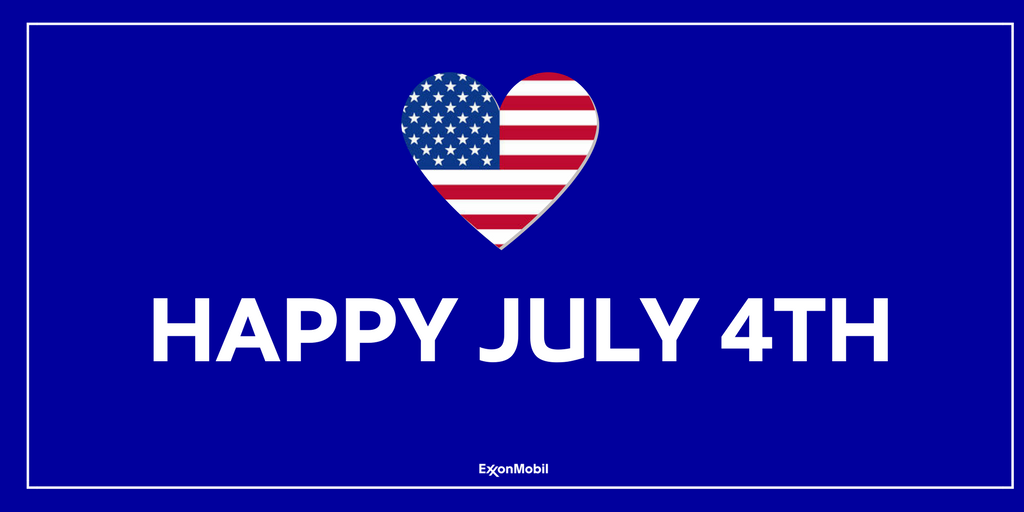 exxonmobil's tweet photo. Happy #July4th @AAAnews expects a record 44.2 million people will travel at least 50 miles from home this year. Please be safe on the roads! https://t.co/g2F56pwp6X