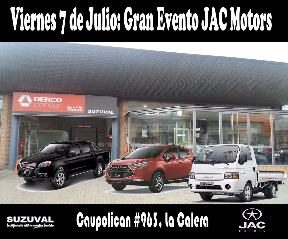 MauR0X's tweet photo. #DeVerdadMeAlegraElDia El evento #JAC en #Suzuval!!! @DercoCenter Viernes 7 de Julio. Grandes Sorpresas para ustedes #LaCalera #Amicar https://t.co/32IvsKhsDd