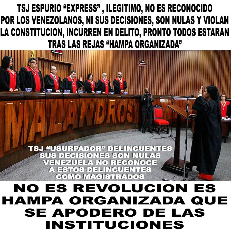 MGabrielaUnica's tweet photo. Sala Constitucional del TSJ = Hampa Organizada = Maduro
.
#04Jul Pedro Carreño, Luisa Ortega #VenezuelaVotaEn26Dias
#TrancazoPorLaDemocracia https://t.co/x4yiDi45Dz