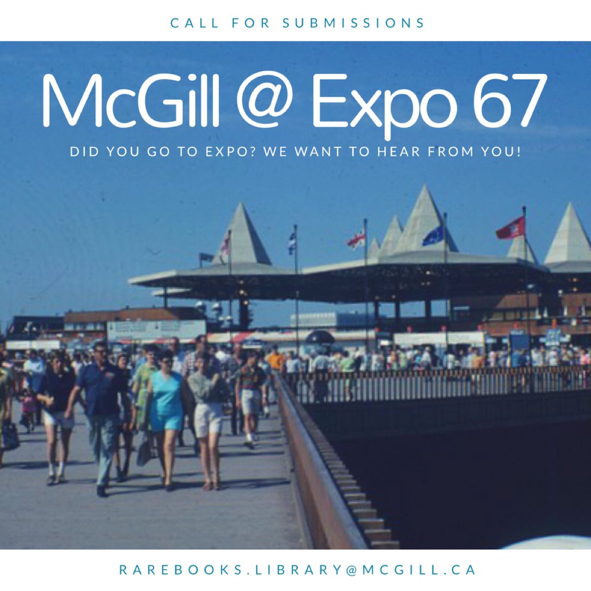 McGillLib's tweet photo. Share your piece of #Expo67 history! @mcgillu community members: lend your Expo souvenirs to an upcoming exhibition https://t.co/5kwL6WtoYR https://t.co/WCjshQMZnO