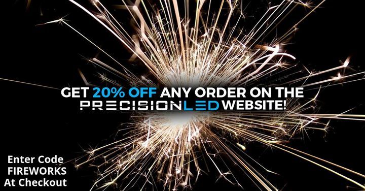 PrecisionLED's tweet image. SALE ENDS TONIGHT! Don&apos;t miss our 4th of July sale. Get 20% off ANY order with code FIREWORKS.