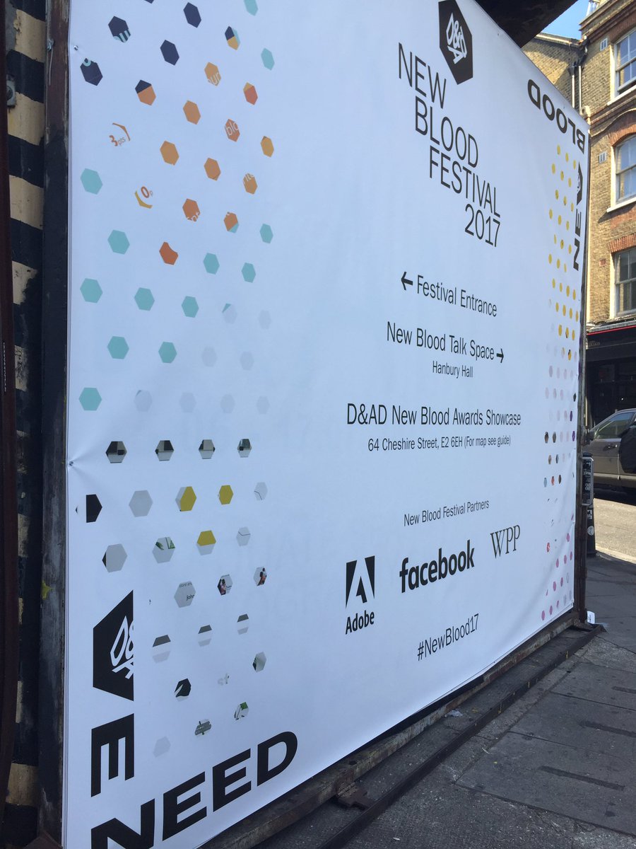 Queuing up and looking forward to the private view this evening #NewBlood17