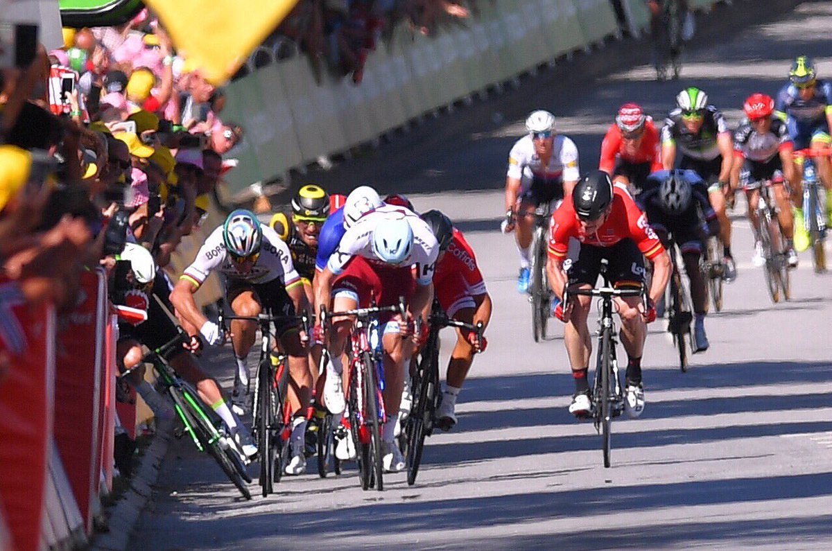 Peter Sagan disqualified from the Tour de France for this incident. 
Head to Cyclingnews.com for more. 
Photo: <a href="/tdwsport/">Tim De Waele</a> 
#TDF2017