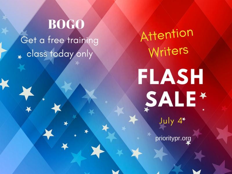 PriorityPRGroup's tweet photo. FLASH SALE - BOGO - for ALL Writers - One Day Only.  PriorityPR Group &amp; Literary Agency https://t.co/Y91OSPawmX https://t.co/hIJ1KRQfyo
