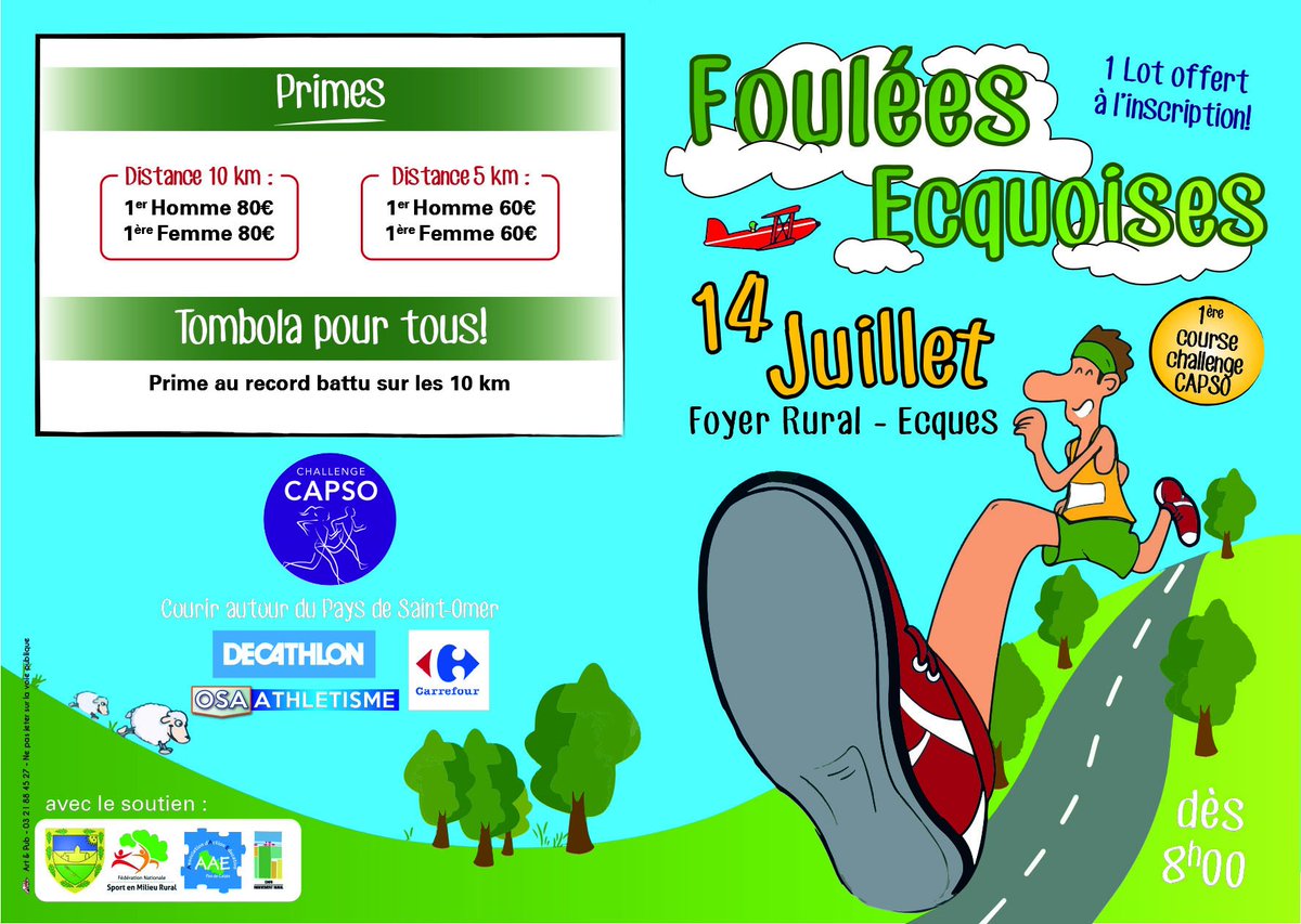EcquesActu's tweet photo. Chaussez vos baskets et participez aux Foulées Ecquoises le 14 juillet #Ecques. #ilsepassetoujoursquelquechoseàecques https://t.co/Ak6BAgwKkc