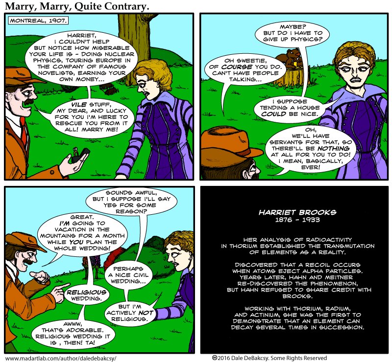 CountDvL's tweet image. Happy 141st birthday (2 days late!) to pioneering nuclear physicist Harriet Brooks! #WomenInScience madartlab.com/harrietbrooks/