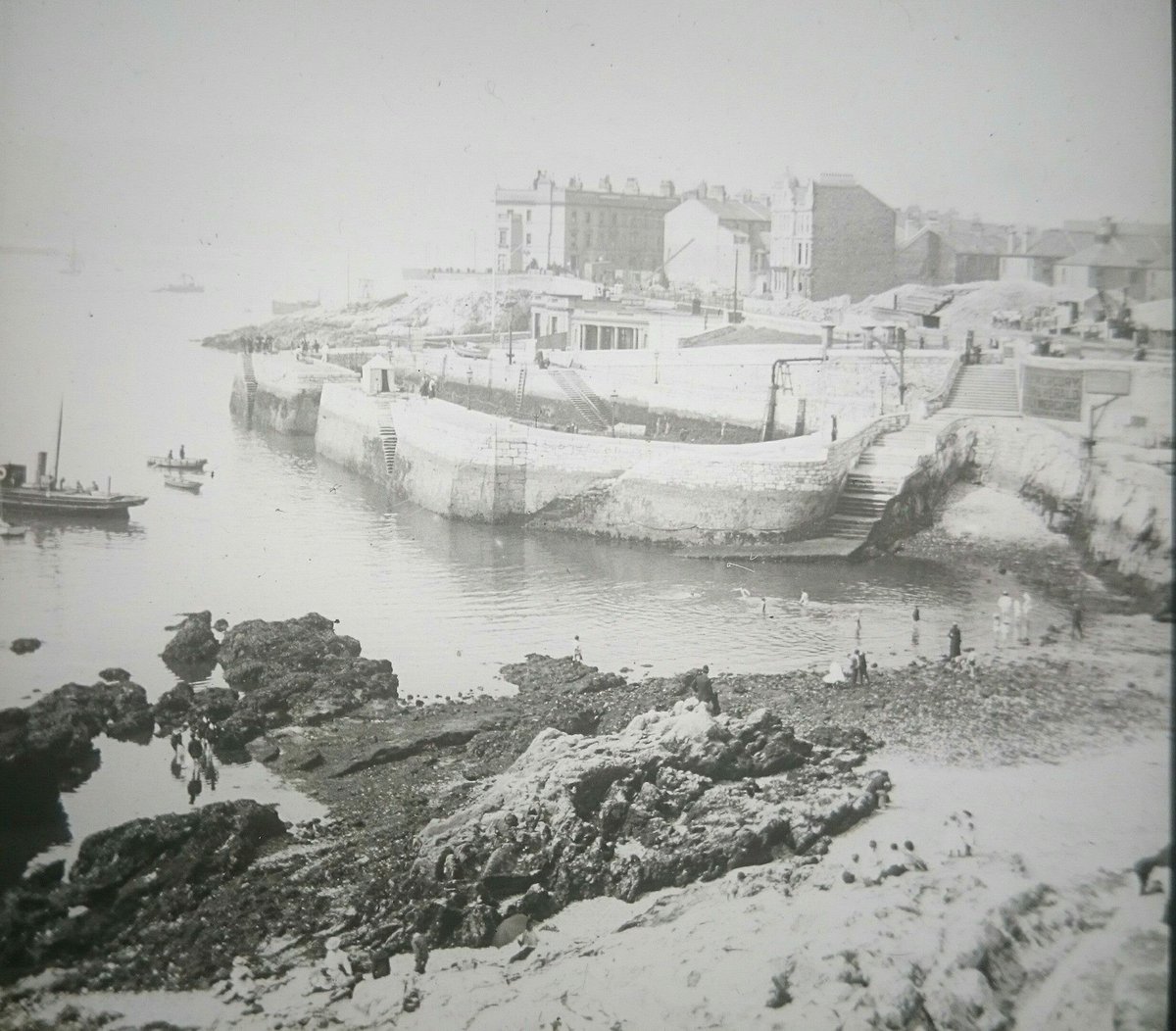 _foranimals's tweet image. People paddling in the water at West Hoe c1890s.
