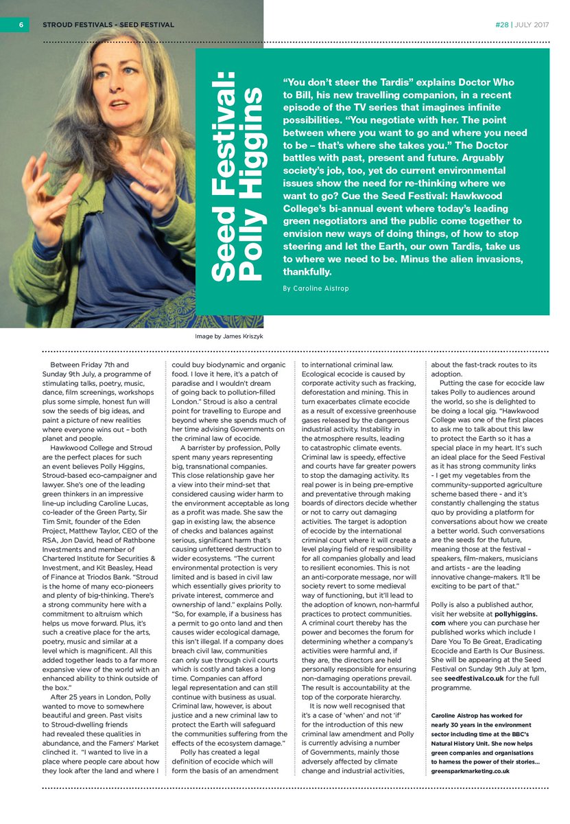 GoodOnPaper_'s tweet image. In this month's issue: We caught up with eco-campaigner/lawyer/author @PollyHiggins prior to her appearance @SeedFestival this weekend!