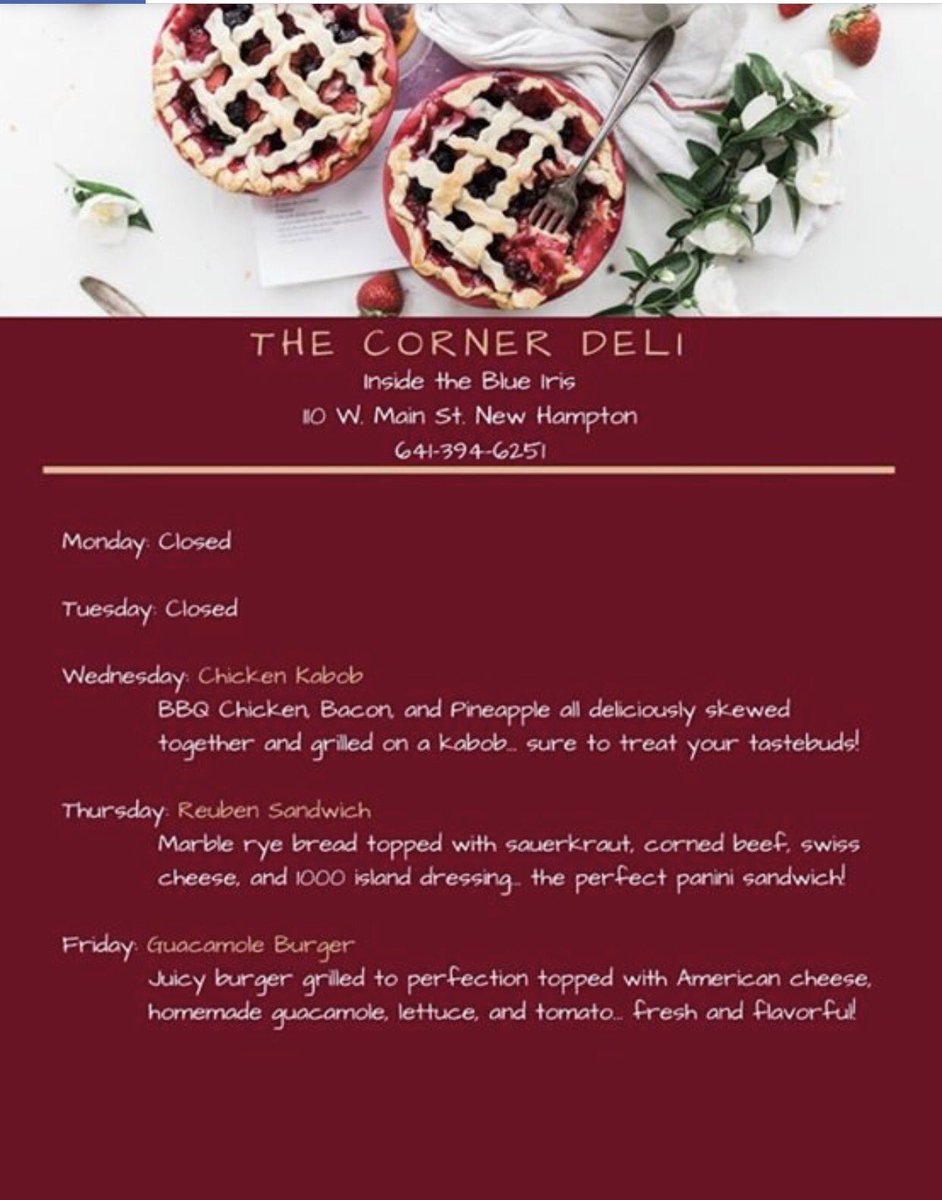 Yes this weeks menu..🇺🇸