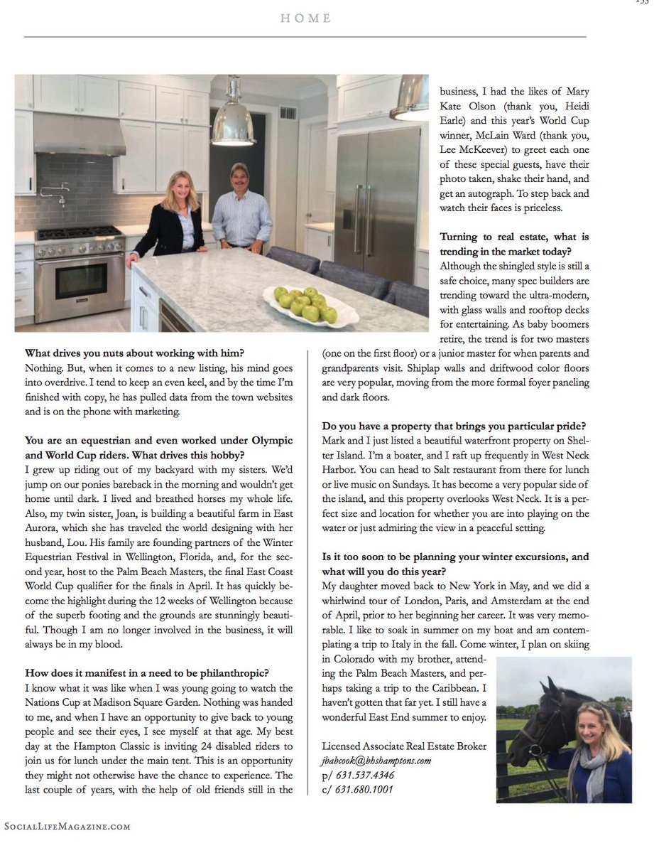 bhshamptons's tweet photo. @janebabcook  talks with @SocialLifeMag in the July issue about enjoying the summer in the Hamptons. #bhshamptons @Established1873 #hamptons https://t.co/7SX8MWtEoY