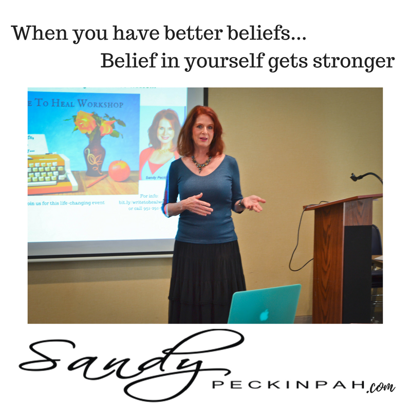 sandypeckinpah's tweet photo. "When you have better beliefs... belief in yourself gets stronger"- Sandy Peckinpah #amwriting #selflove https://t.co/dxwEBLp0Rs