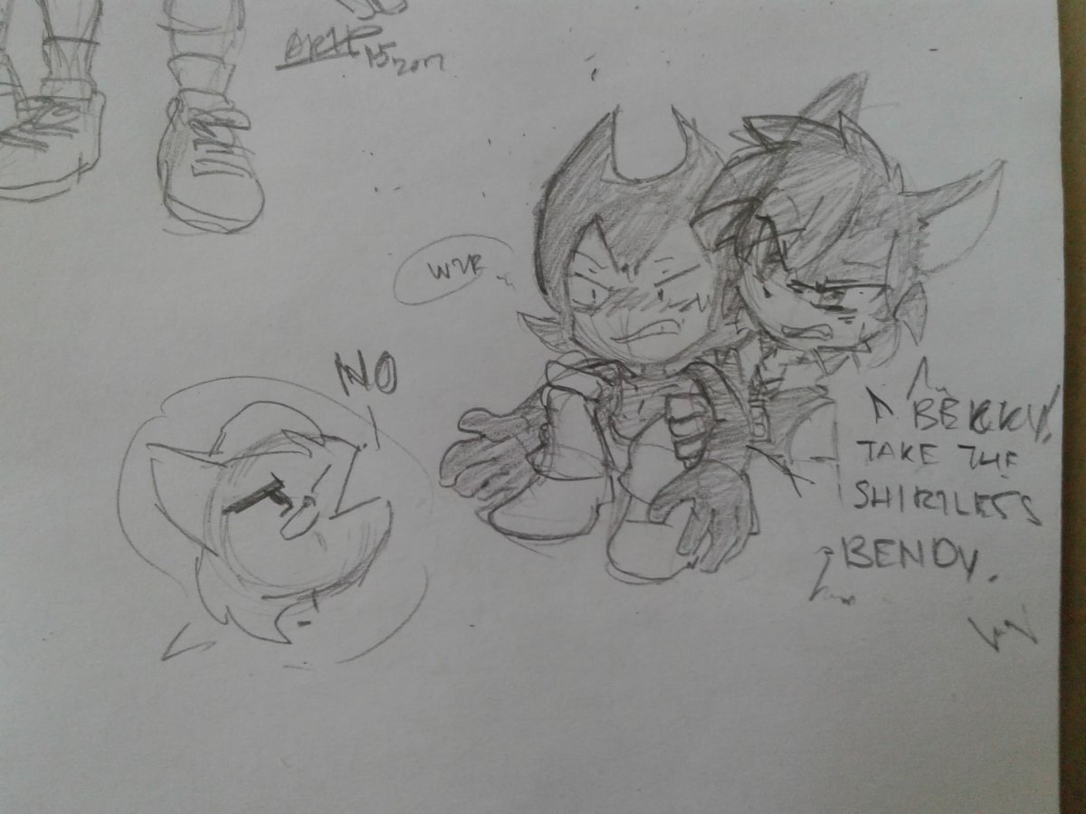 inkotal_'s tweet photo. So Quest AU for Bendy.
My pal Becky and I had a little funny argument on who should have the shirtless bendy..yeah. 
#BATQFTIM #Skyler&amp;Becky https://t.co/7jMMyGaiuB