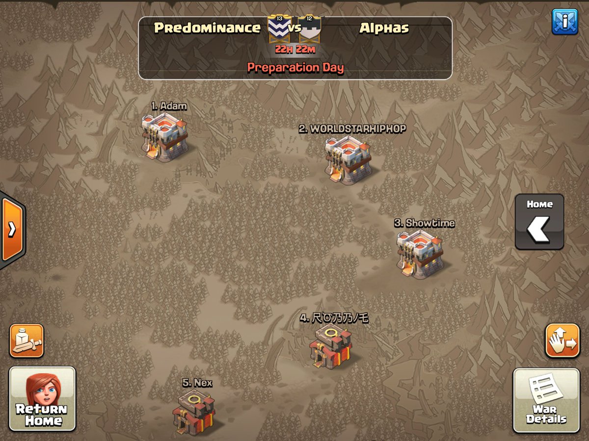 Brody2_'s tweet image. Hi old friends.. good luck guys should be a fun war @Alphas_CoC 
Pre: 3/10/9s 
Alphas: 3/11/1/9s 
@Predom_CoC