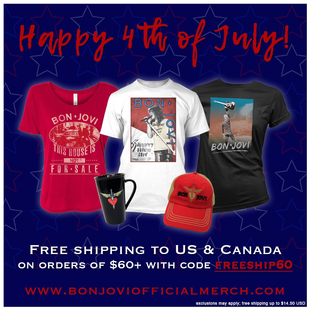 Happy 4th! Last chance for free shipping at bonjoviofficialmerch.com.