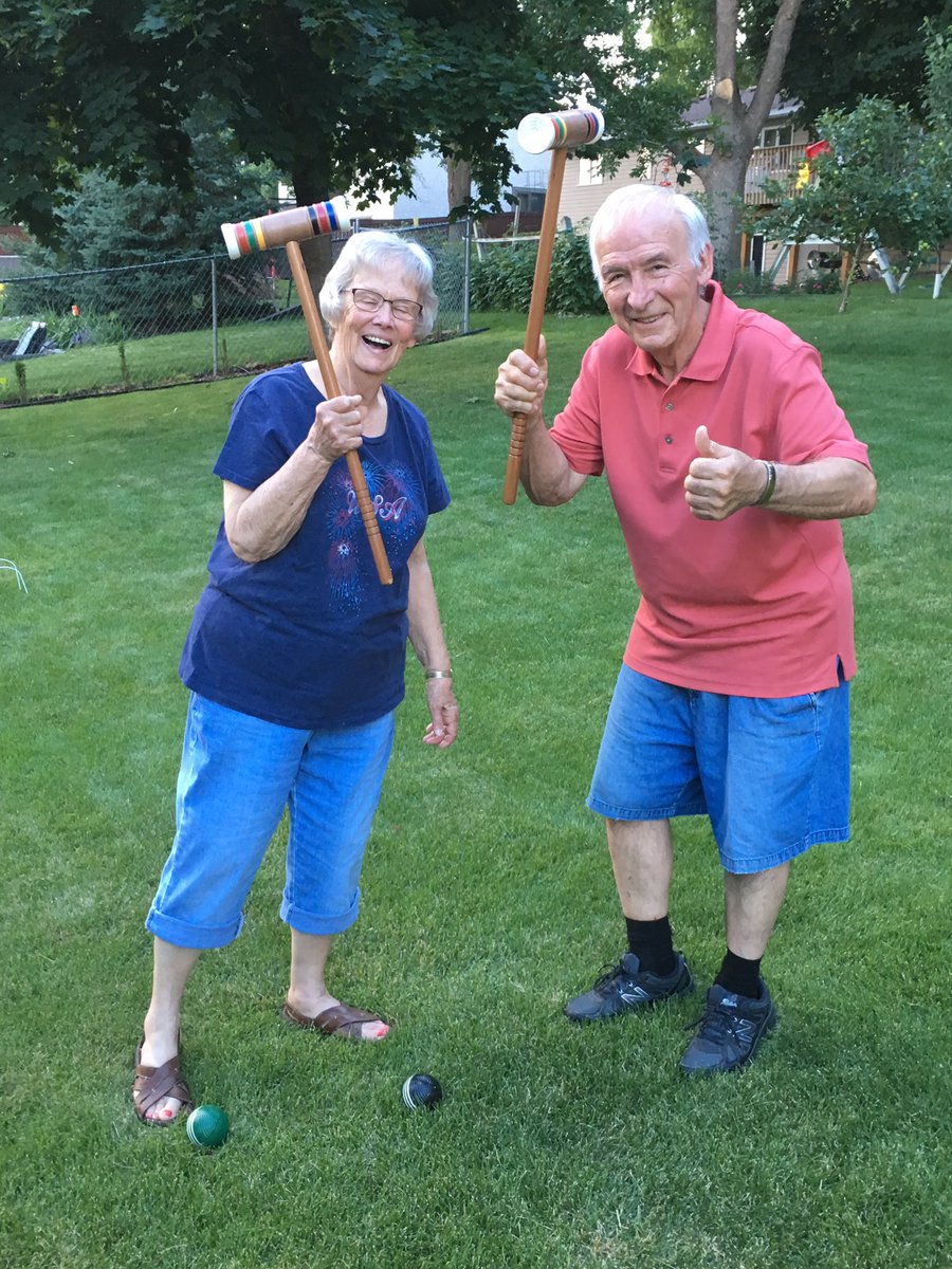 23passer's tweet image. These 2 were the finalist in the croquet game tonight. Chuck Pass narrowly beats Pat Pass. #theystillgotit #intensematch
