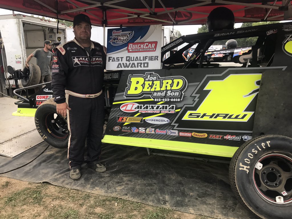 AMSmodified's tweet photo. Tonight's @QuickCarRacing Fast Qualifier Award goes to Brian Shaw! #AMS #QUICKCAR https://t.co/9e1ll6M5cK