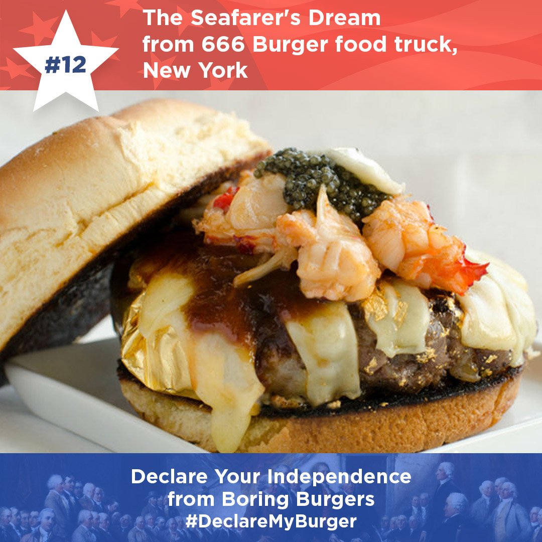 Next in our #4thofJuly Burger Countdown: a foie gras-stuffed Kobe beef patty smothered w/ lobster, truffle &amp; caviar. goo.gl/LW5bah