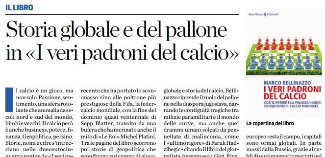 Chi controlla il mondo del pallone? Su <a href="/webecodibergamo/">L'Eco di Bergamo</a> si analizza #Iveripadronidelcalcio di <a href="/MarcoBellinazzo/">Marco Bellinazzo</a>