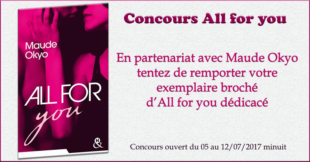 ddchroniques's tweet photo. #Concours
En partenariat avec @maude_okyo , remportez votre exemplaire d'All For You
https://t.co/AXAyDBk1GN https://t.co/1frjTKAGZW