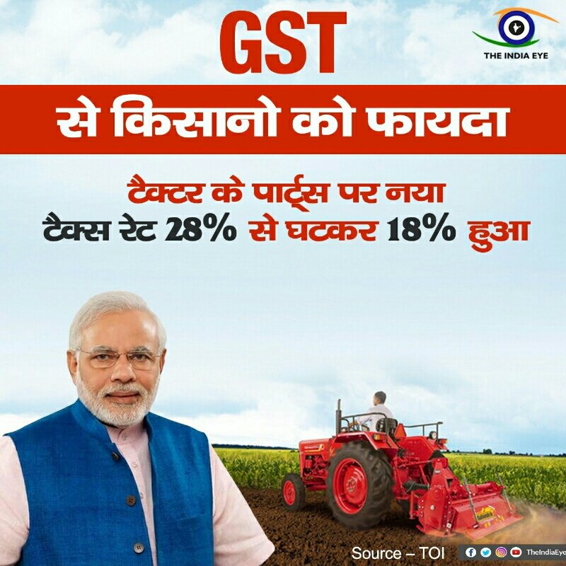 shaktisinh3339's tweet image. #TeamIndia4GSTकिसानों के लिए राहत लाया GST

#GSTForCommonMan #GSTBoostForBiz #GSTForNewIndia