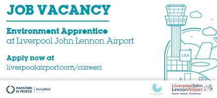 LPL_Airport's tweet photo. *VACANCY* Apply now to be an Environment Apprentice at LJLA! https://t.co/LpU4CPYI3d... Closes 5.00pm on Friday 14th July 2017. https://t.co/QPtxAoUk5d