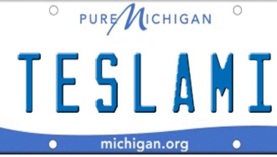 radvicky's tweet photo. @lazybfaucher @elonmusk My MI license plate is waiting for the Model 3 #puretesla https://t.co/WBPlxKRIqG