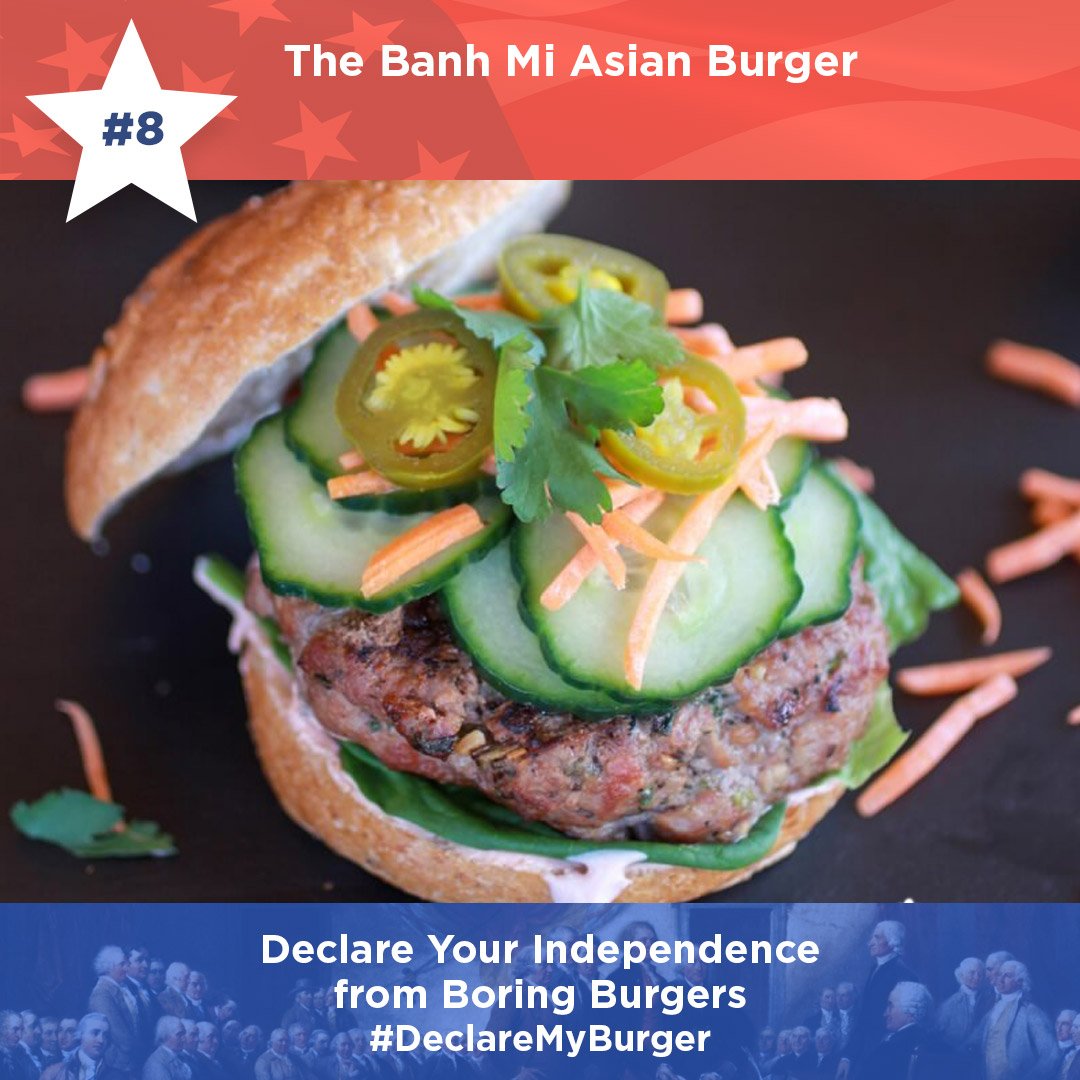 Inspired by a Vietnamese dish, this chicken-based burger comes w/ cucumbers, cilantro &amp; pickled jalapenos. ==>goo.gl/LW5bah