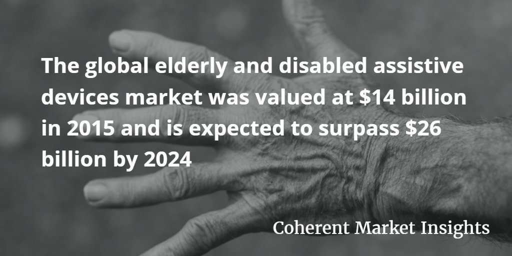 AkwyZ's tweet photo. Global elderly & disabled assistive devices market was valued at $14 billion in 2015-Expected to surpass $26 billion by 2024 #mEnabling17 https://t.co/bGgBCQiWNT