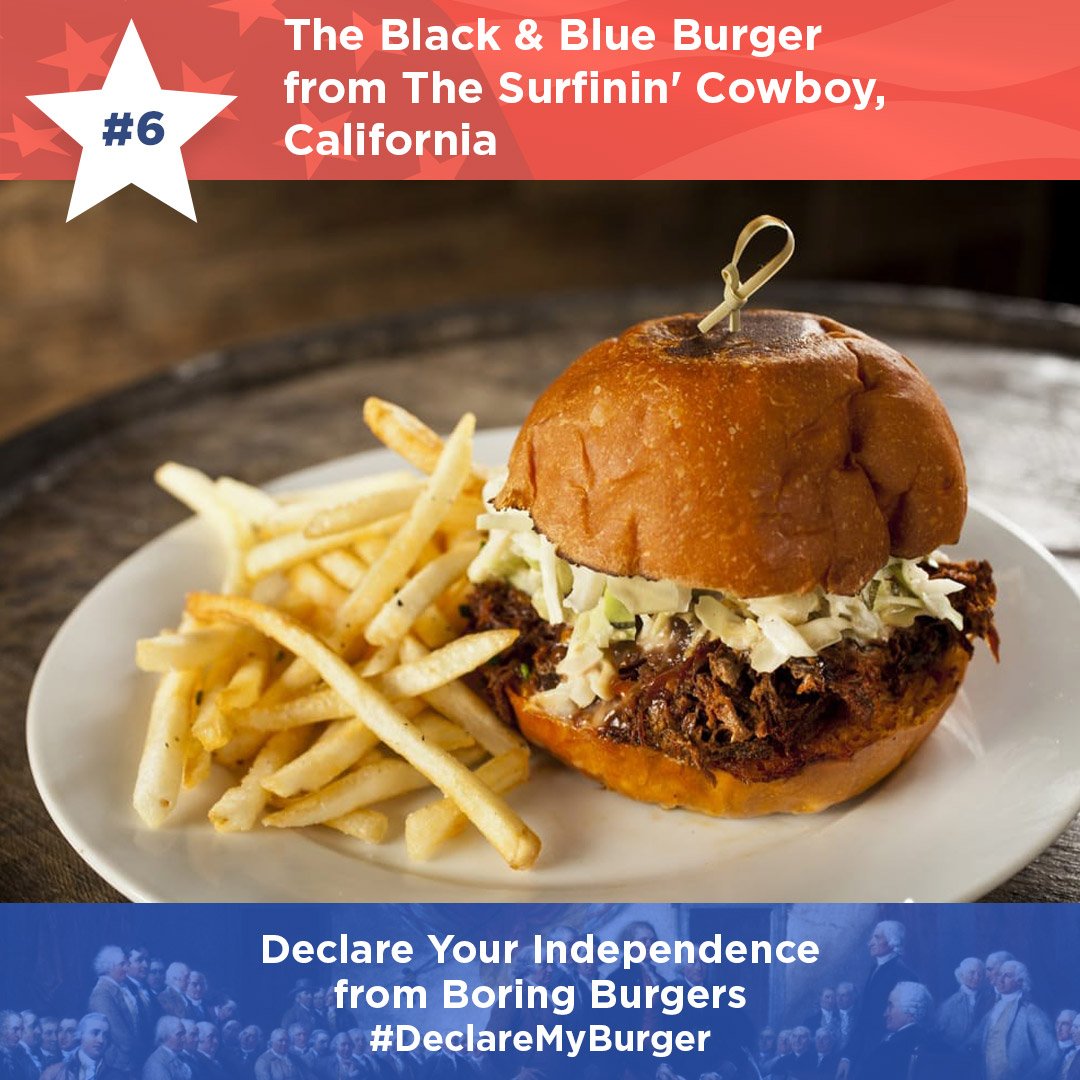 Representing Orange County, this #burger comes topped w/ The Surfin' Cowboy's famous #bacon jam (yes, it's real). ==>goo.gl/LW5bah