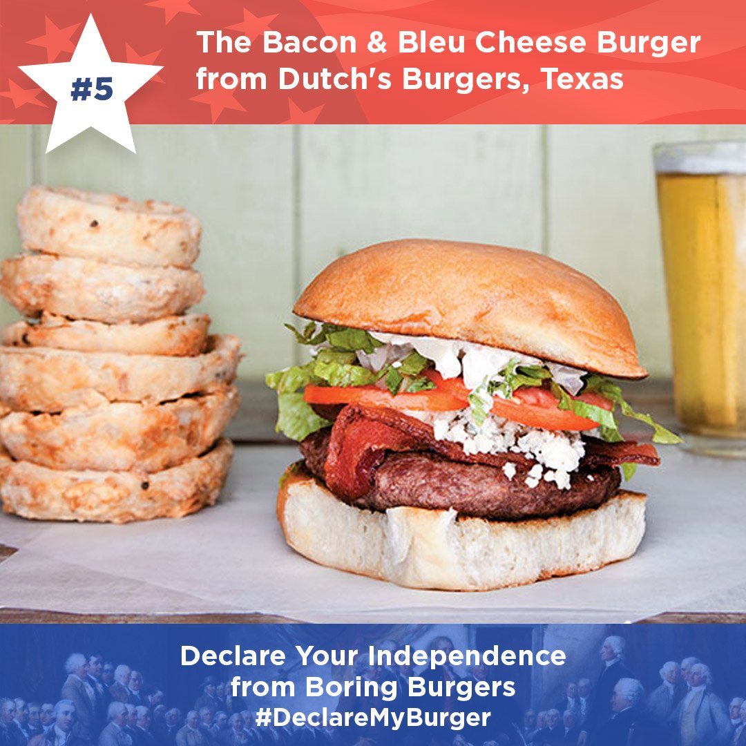 They say #Texas does it best. Rounding out the top 5 in our #FourthOfJuly Countdown: this bacon &amp; bleu cheese burger. #DeclareMyBurger