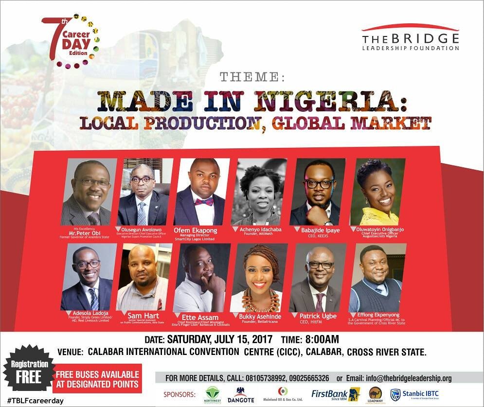 TBLFoundation's tweet photo. We are still counting down!!!! #TBLFcareerday #MadeinNigeria #LocalProduction #GlobalMarket #Calabar @CalabarICC #entrepreneurs https://t.co/k4y8DR7OMT