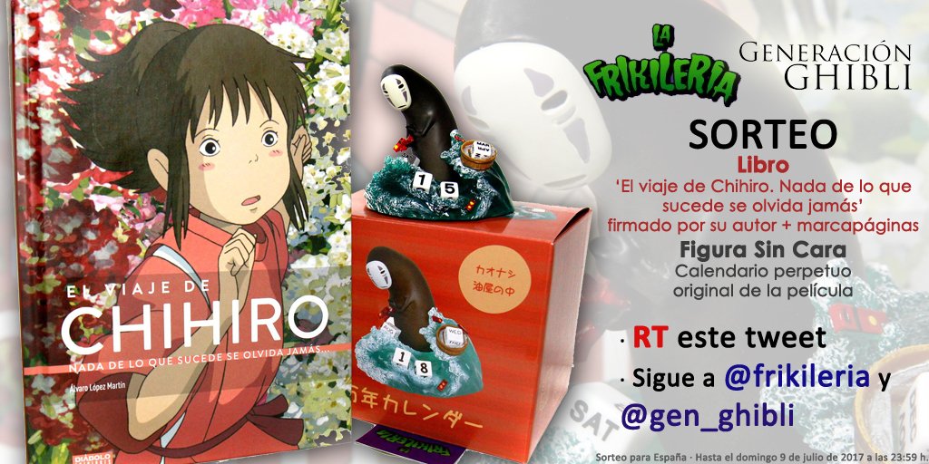 Sorteamos un libro de 'El viaje de Chihiro. Nada de lo que sucede se olvida jamás' y una figura-calendario original gracias a @frikileria 😊