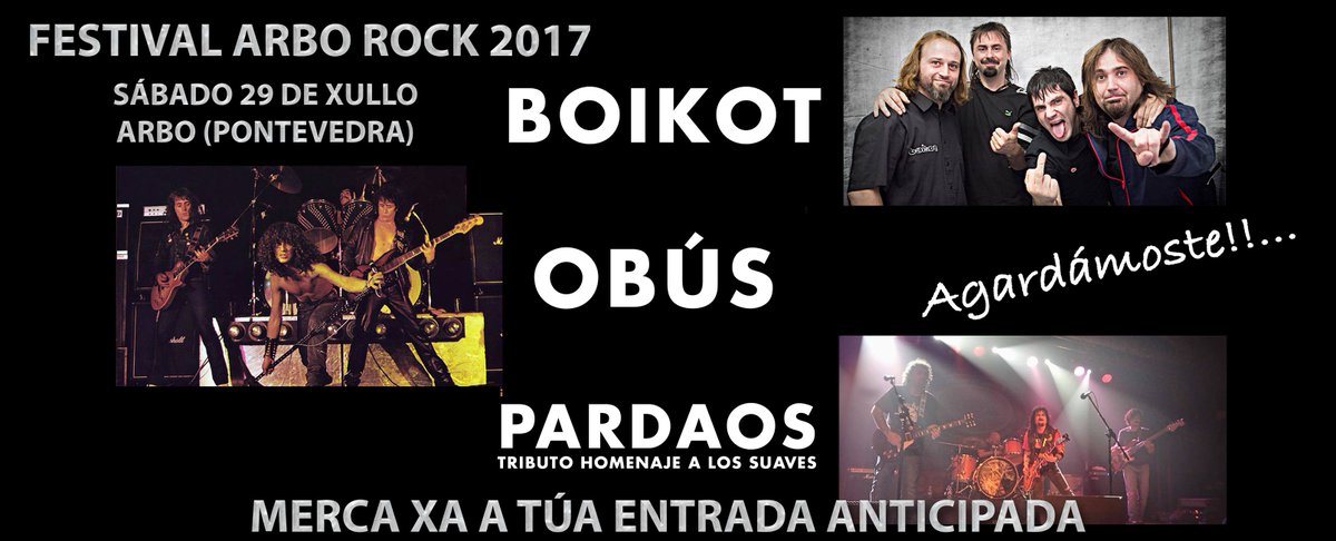 BOIKOTBAND's tweet photo. @Nolotire Vigo sortea un par de entradas para el festival de Rock en Arbo -Pontevedra - Sábado 29 d Julio
https://t.co/Tc6eZrDrs5  #Arborock https://t.co/IM2XCyHYVj