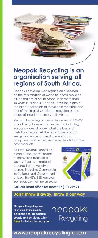 NeopakRecycling's tweet photo. #Neopakrecycling features in this edition of @SimplyGreenZA. 
 https://t.co/ItTNqOlaki. #SimplyGreen #Recycle https://t.co/iPUrEkkjzq