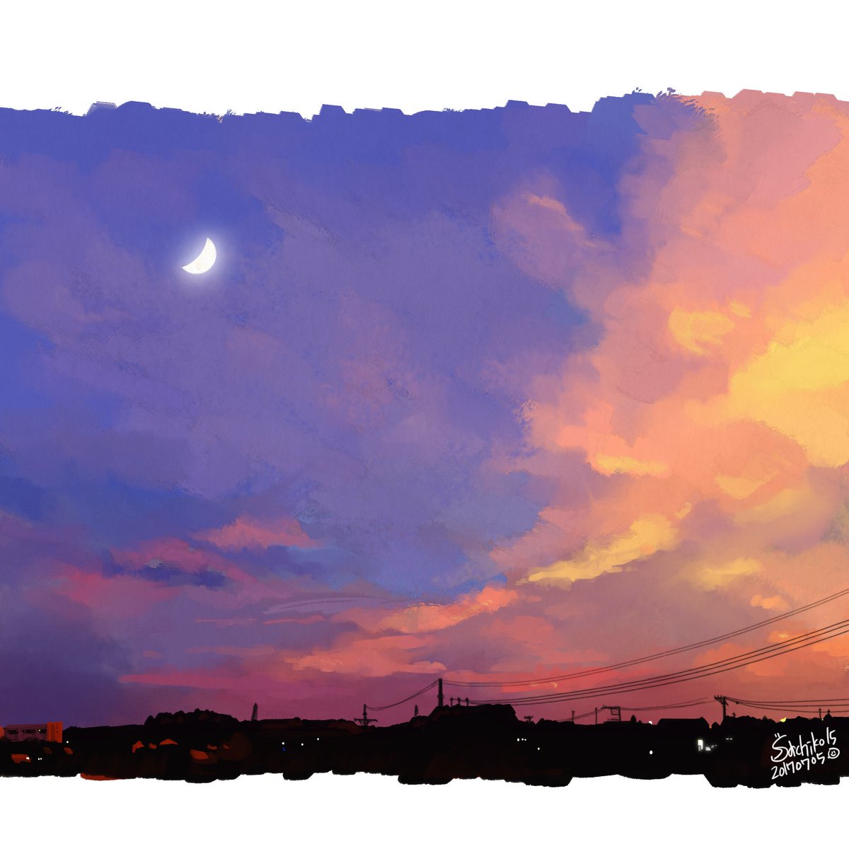 夕方イラスト