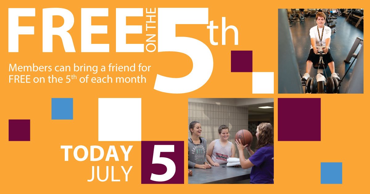 Today is Free on the 5th day! YMCA members bring a friend today free of charge to enjoy the Y. #freeonthe5th *Gov't issued ID Req'd*