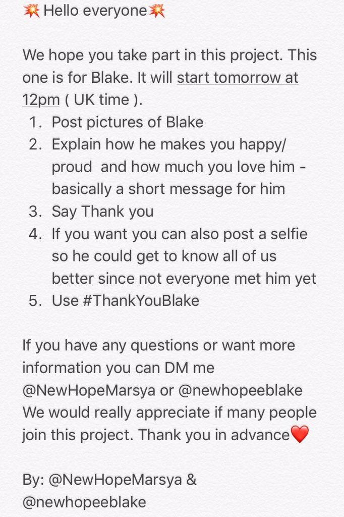 NewHopeMarsya's tweet photo. Me and @newhopeeblake made a project for Blake. We need you all to take a part on this project.

Please RT this🙏🙏 https://t.co/XaKF699LnP