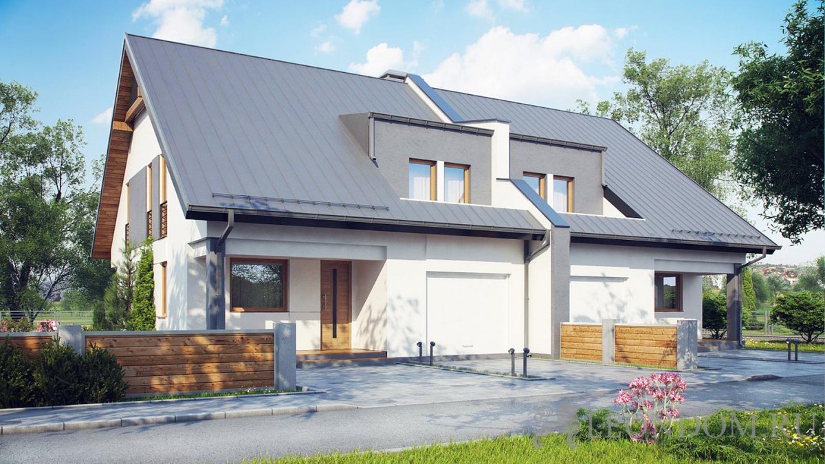 Коттедж с мансардой. Двухэтажный дом на две семьи. Дуплекс 200 м2. Коттеджный посёлок ирининское лайф. Дом на две семьи.