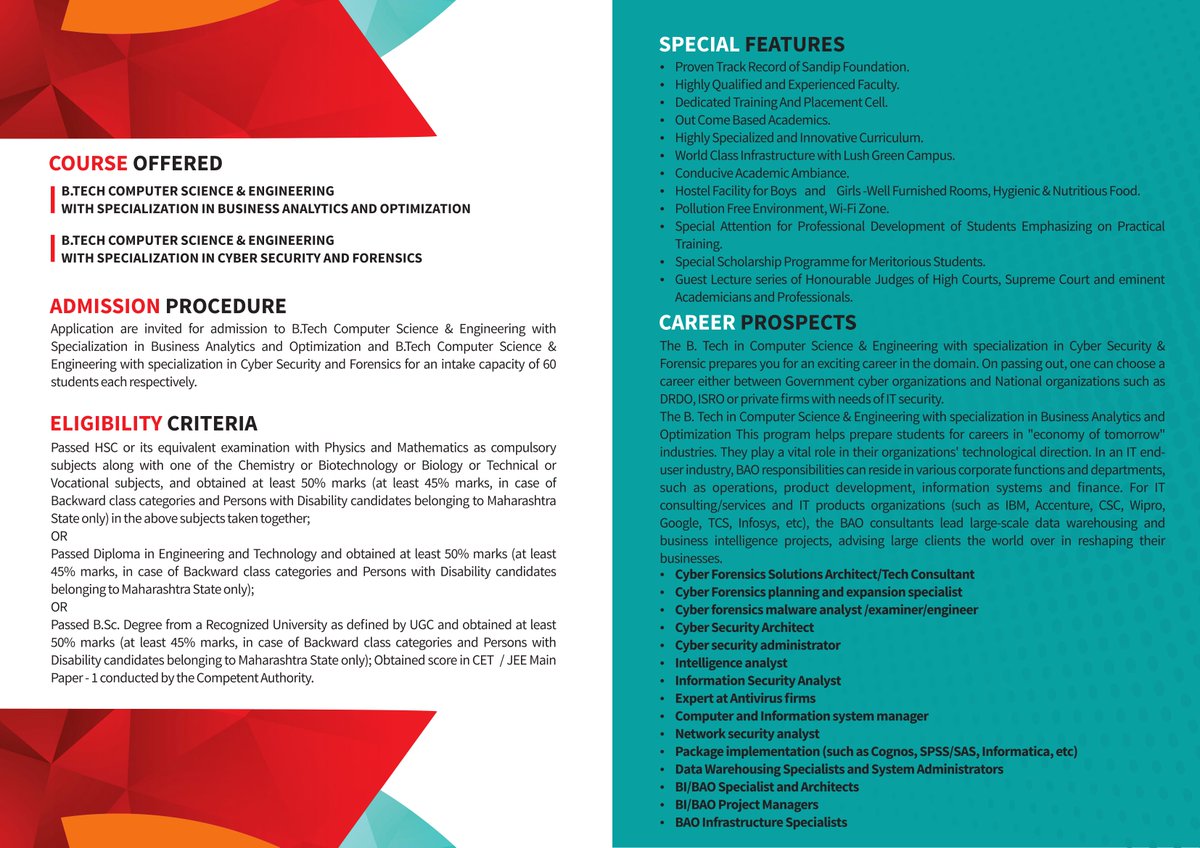 WalchandShri's tweet image. #SandipUniversity #IBM #BTechComputerScience
Glad to inform you that Sandip University &amp;amp; IBM launching a B. Tech  in Computer Science.