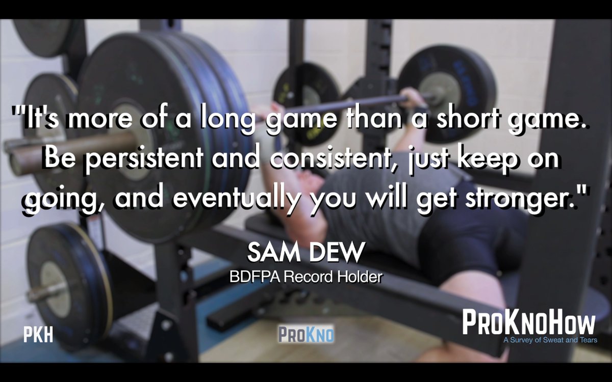 ProKnoHQ's tweet photo. #WednesdayWisdom from BDFPA record holding powerlifter Sam Dew! #LongGame #PersistentAndConsistent #YouWillGetStronger #MotivationalQuotes https://t.co/p2QOv99rPN