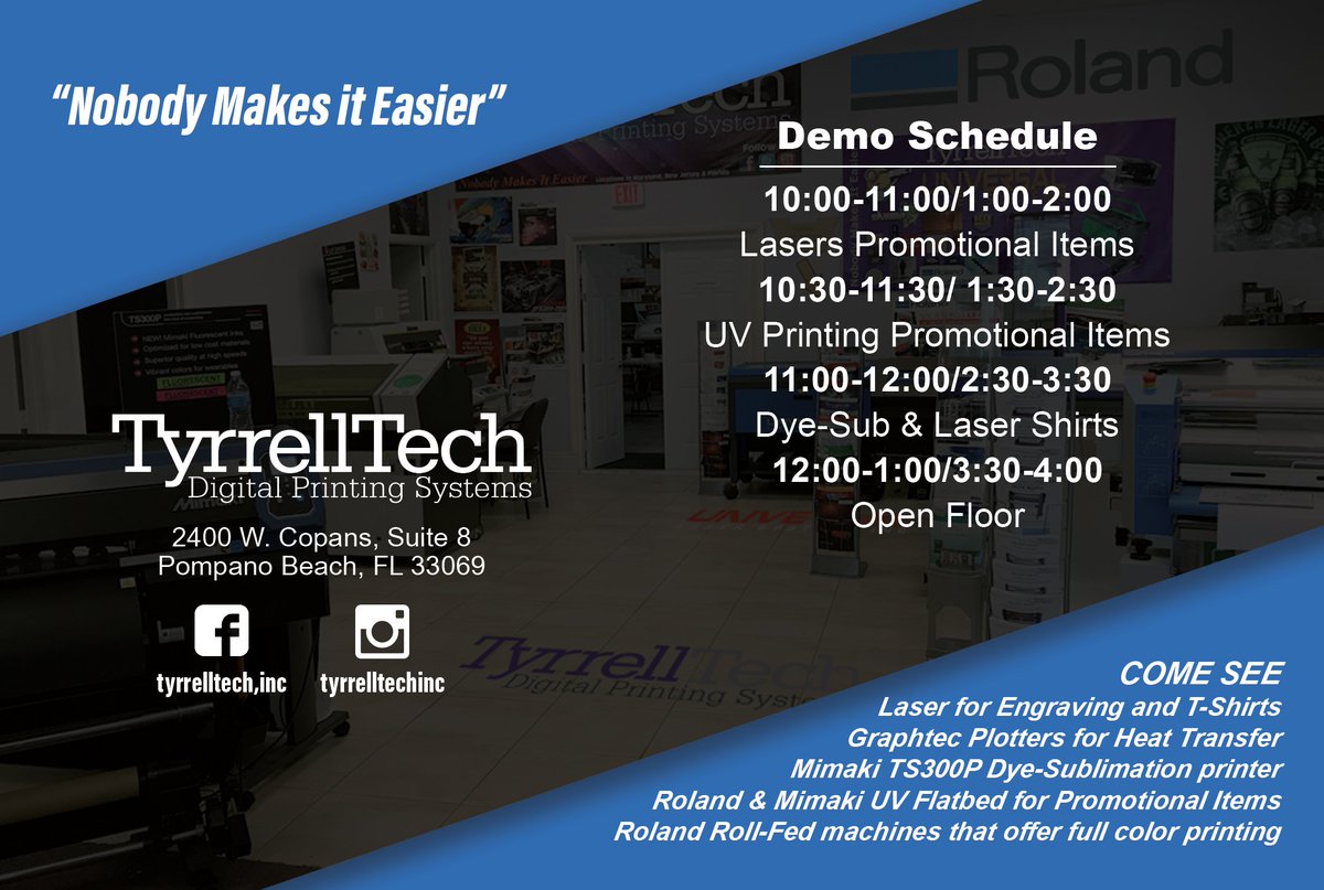 TyrrellTechInc's tweet image. Join us Wednesday Aug 9 from 10am-4pm for our Apparel &amp;amp; UV Promo Item Workshop. Register using our QR code or email Tgomez@tyrrelltech.com